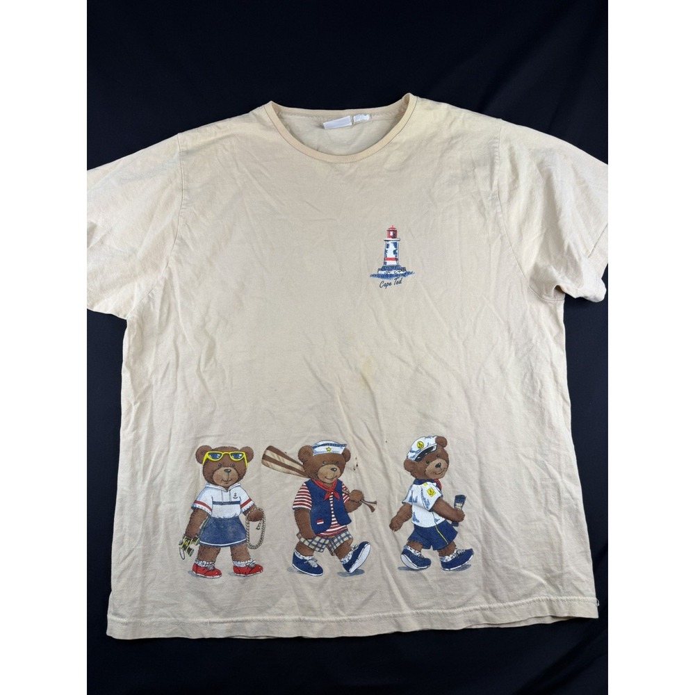 VTG 90s Bobbie Brooks Cape Ted Bear Lighthouse Shirt Crewneck Beige, XL